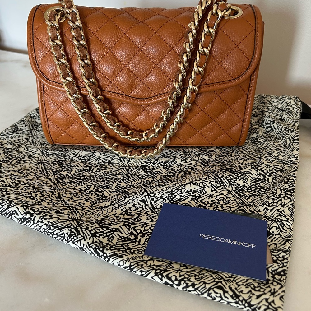 Rebecca Minkoff Quilted Mini Affair Convertible Bag in Tan with Gold